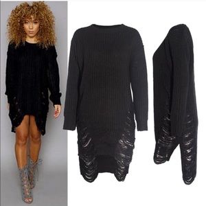 Oversized Distressed Shredded Sweater